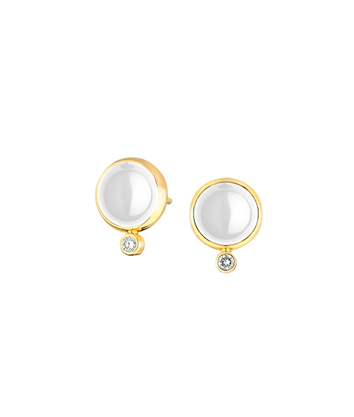 Syna Moon Quartz and Diamond Earrings Stud