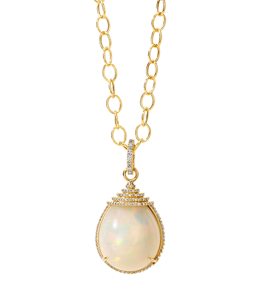 Syna Ethipian Opal Pendant with Champagne Diamonds