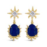 Tony Duquette Lapis Lazuli and White Topaz Earrings