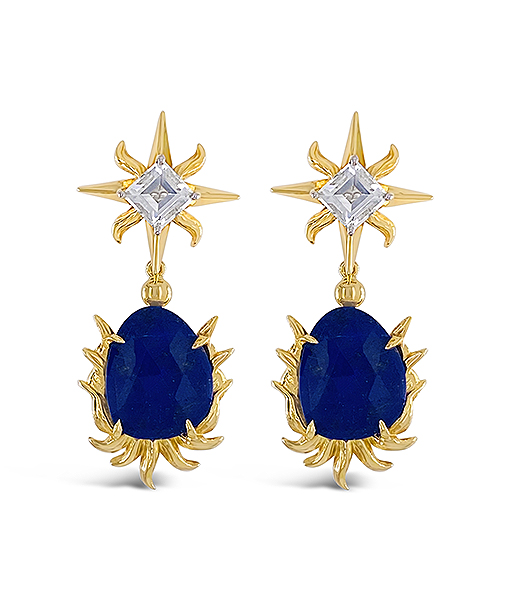 Tony Duquette Lapis Lazuli and White Topaz Earrings