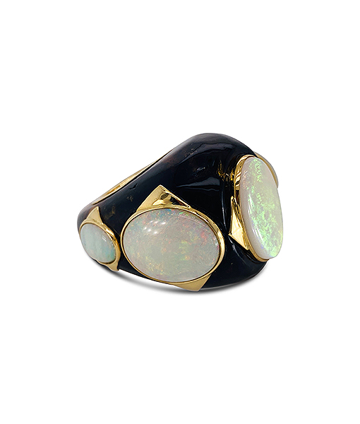 Tony Duquette Amber and Opal Ring