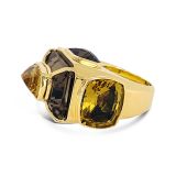 Tony Duquette Smoky Quartz and Citrine Ring