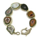 Geode and Diamond Bracelet with Dolphin Clasp