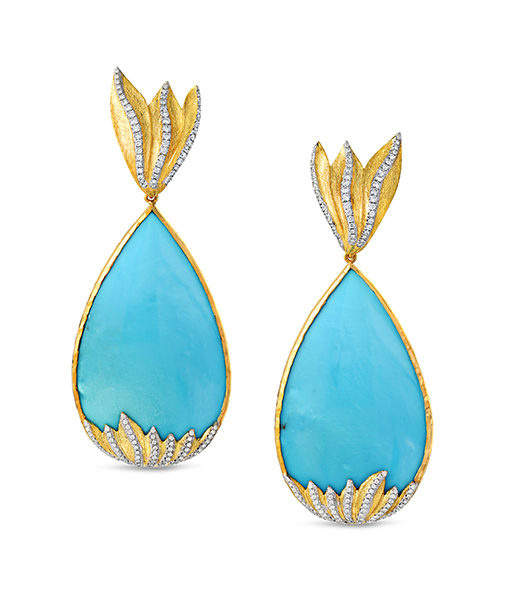 Victor Velyan Turquoise Diamond Earrings