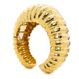 David Webb Ribbed Cuff in Hammered Gold