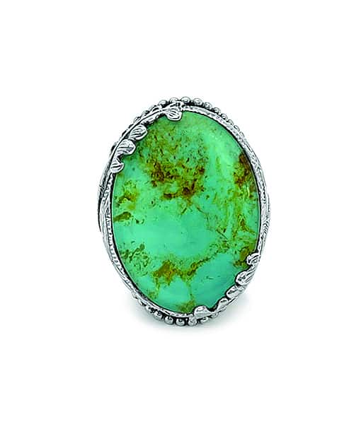 Stephen Dweck American Turquoise Natural Quartz Engraved Ring in Sterling Silver