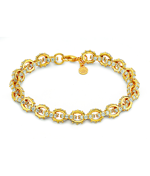 Buddha Mama Pave Link Diamond Bracelet, Lobster Clasp