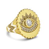 Buddha Mama Scalloped Evil Eye Diamond Ring