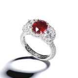 Bayco Oval Pigeon's Blood Burma Ruby and Diamond Ring