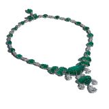 Bayco Carved Zambian Emeralds and Rose cut Diamond Necklace