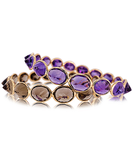 Piranesi Oval Amethyst Bangle and Oval smoky Quartz Bangle