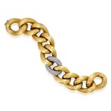 Piranesi Gold Link Chain Bracelet with Diamonds