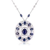 Piranesi Blue Sapphire and Diamond Necklace