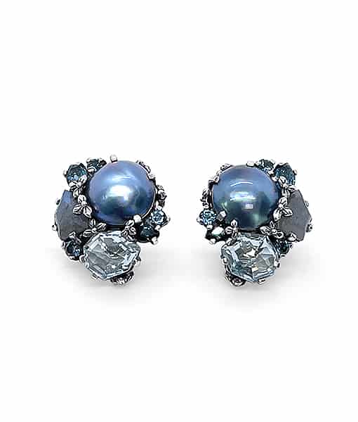 Stephen Dweck Sea Blue Mabe Labradorite and Blue Topaz Earrings