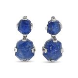 Stephen Dweck Faceted Galactical Natural Quartz Over Blue Labradorite in Blue Lapis Double Drop