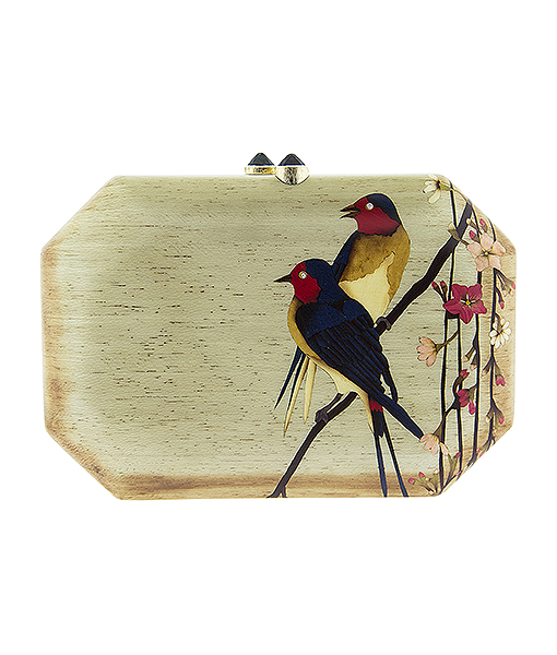 Silvia Furmanovich Marquetry Bird Clutch with London Blue Topaz Clasp