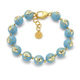 Buddha Mama Sky Blue Enamel Evil Eye Bead Bracelet with Diamond