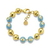 Buddha Mama Diamond Bracelet with Sky Blue Enamel, Evil Eye Bead