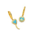 Buddha Mama Sky Blue Enamel Peace and Love Huggie Earrings