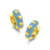 Buddha Mama Sky Blue Scalloped Heart Huggie Earrings