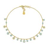 Buddha Mama Sky Blue Enamel Dainty Coin Necklace with Diamond