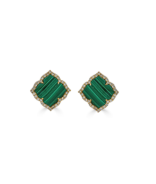 Piranesi Malachite and Diamond Earrings Posts