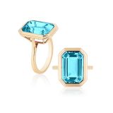 Goshwara Blue Topaz Emerald Cut Bezel Set Ring