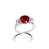 Bayco Oval Pigeon's Blood Burma Ruby and Diamond Ring