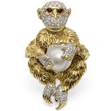 David Webb Monkey Brooch