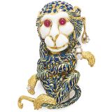 David Webb Gypsy Monkey Brooch Green Enamel