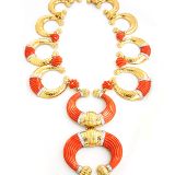 David Webb Coral Celtic Crescente Necklace