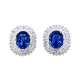 Bayco Sapphires and Diamond Earrings"Oval Natural Sap"