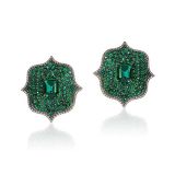 Bayco Zambian Emerald and Diamond Earrings