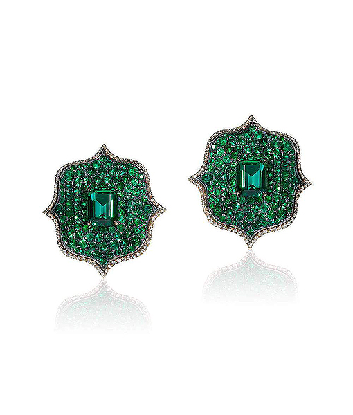 Bayco Zambian Emerald and Diamond Earrings