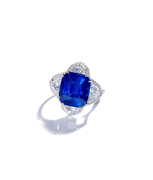 Bayco Sapphire and Diamond Ring"Cornflower Blue"Cushion Natural