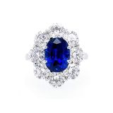 Bayco Sapphire and Diamond Ring "Oval Royal Blue Ceylon Sap"