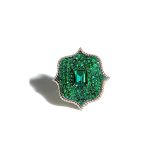 Bayco Zambian Emerald & Round Emerald and Diamond Ring