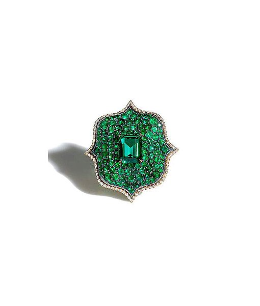 Bayco Zambian Emerald & Round Emerald and Diamond Ring