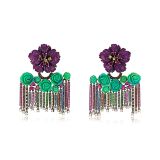 Lydia Courteille Rubies, Green Turquoise, Sapphires, Amethyst and Tsavorites Earrings