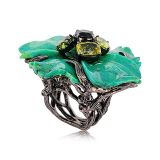 Lydia Courteille Yellow Tourmaline, Green Turquoise, Green Tourmaline and Peridot Ring