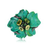 Lydia Courteille Yellow Tourmaline, Green Turquoise, Green Tourmaline and Peridot Ring