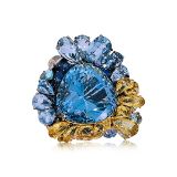 Lydia Courteille Paraiba, Sapphires, Diamonds, Aqua Marine and Tanzanites Ring