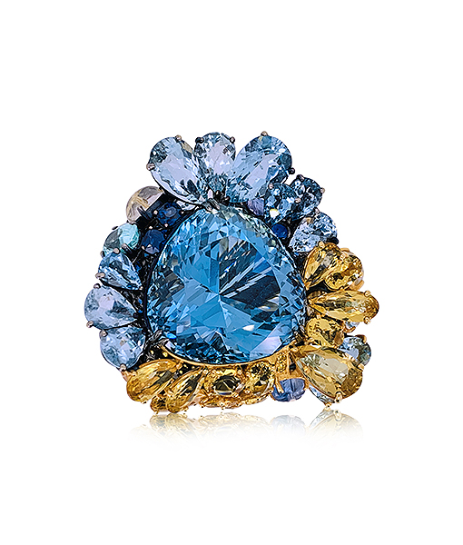 Lydia Courteille Paraiba, Sapphires, Diamonds, Aqua Marine and Tanzanites Ring