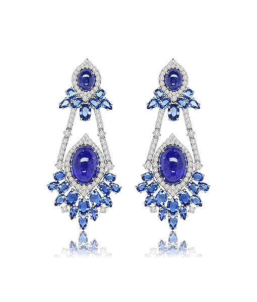 Sutra WG Blue Sapphire and Tanzanite Earrings