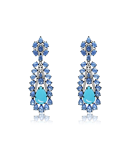 Sutra BLKRD Blue Sapphire and Turquoise NWL Earrings