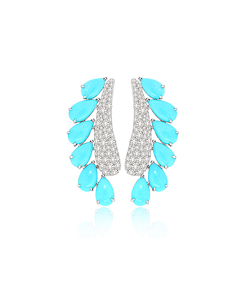 Sutra WG Turquoise and Diamond NWL Earrings