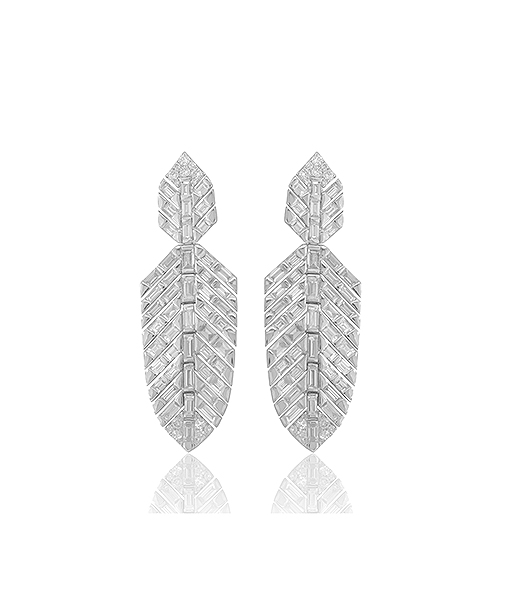 Sutra WG Baguette Diamond Feather Earrings