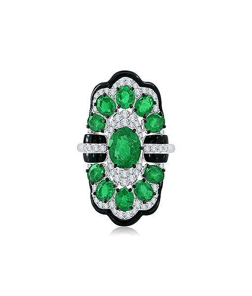 Sutra BLK Ceramic Emerald Ring