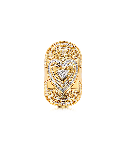 Buddha Mama Heart Wrap Ring with Diamond Round Framing