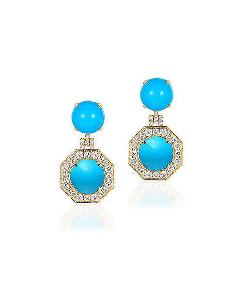 Goshwara Turquoise and Diamond Earrings, Limited Edition Sz 8mm & 10mm